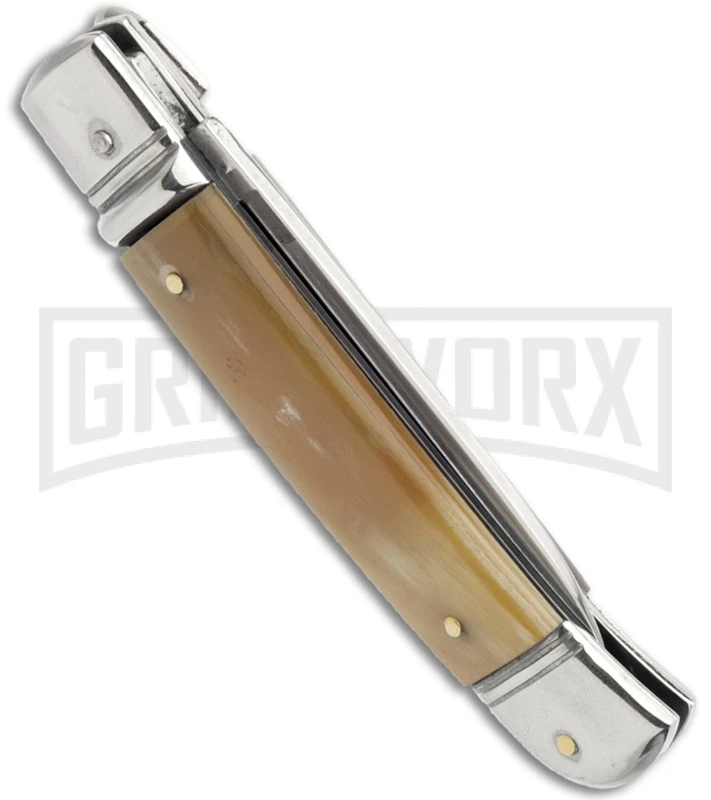 AKC 8" Italian Lever Lock Honey Horn Automatic Knife - Flat Grind 4 AKC 8" Italian Lever Lock Honey Horn Automatic Knife - Flat Grind - Image 2
