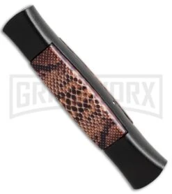 AKC Concord Snake Skin OTF Automatic Knife - Dagger Black Plain -Akc Sales Store concord snake black plain side jm large