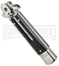 AKC Bill DeShivs 7.5" Leverletto Ebony Wood Automatic Knife - Flat Serr -Akc Sales Store leverletto ebony serrated bottom cm large