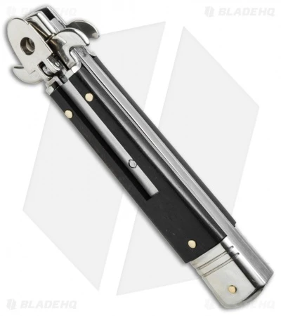 AKC Leverletto 7.5" Lever Lock Automatic Italian Knife Ebony (3.2" Satin Serr) 5 AKC Leverletto 7.5" Lever Lock Automatic Italian Knife Ebony (3.2" Satin Serr) - Image 3