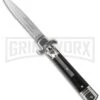 AKC Bill DeShivs 7.5" Leverletto Ebony Wood Automatic Knife - Flat Serr -Akc Sales Store leverletto ebony serrated cm large