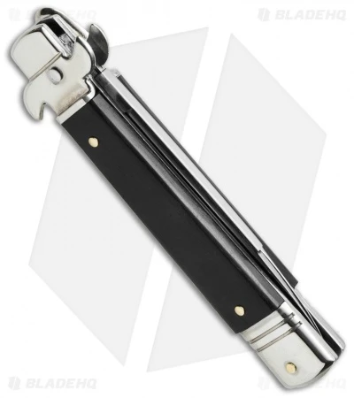 AKC Leverletto 7.5" Lever Lock Automatic Italian Knife Ebony (3.2" Satin Serr) 4 AKC Leverletto 7.5" Lever Lock Automatic Italian Knife Ebony (3.2" Satin Serr) - Image 2